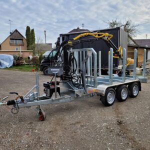 PKW Anhänger Holztransportanhänger HT353017-K mit Ladekran Jansen, Ladefläche (zwischen Rungen) ca. 3.00 x 1,49m